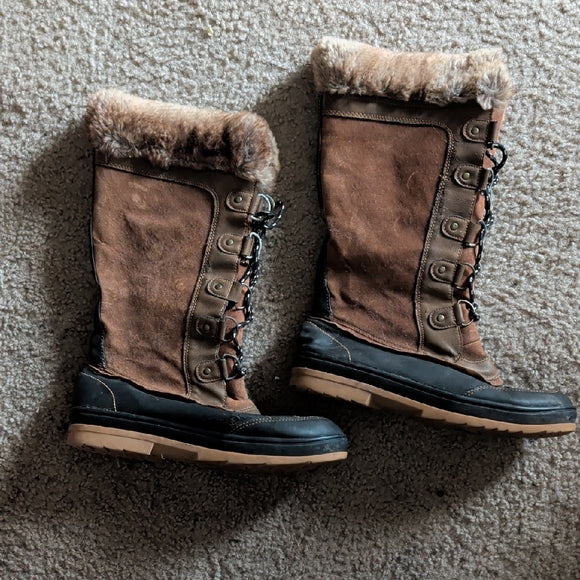 Cozy Brown Fur-Lined Winter Boots Women's 10