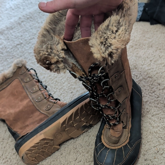 Cozy Brown Fur-Lined Winter Boots Women's 10