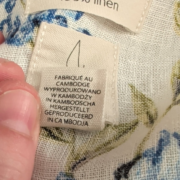 Joie 100% Linen Floral Faux Wrap Blouse, Size Medium Women's Top