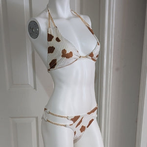 SHEIN Cow Print Chain Bikini Set, Women's Medium