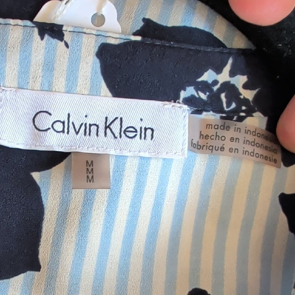 Calvin Klein Chic Blue Floral Women's Blouse M