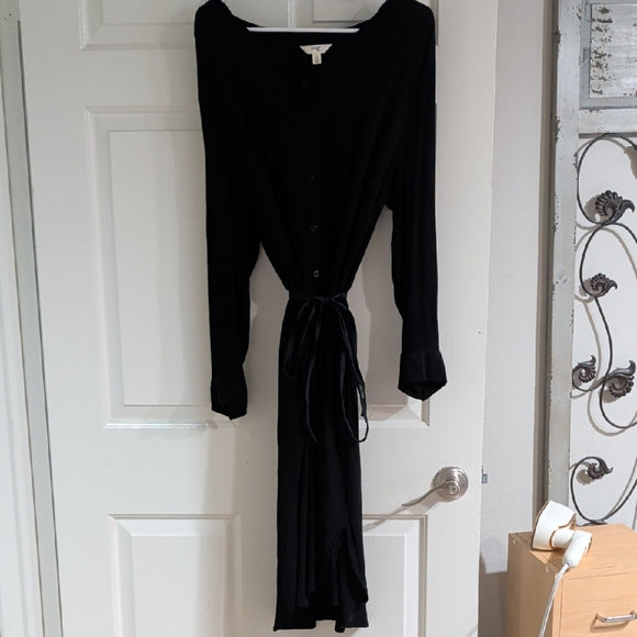 Terra & Sky Elegant Black Long Sleeve Button-Down Dress 0X/14W