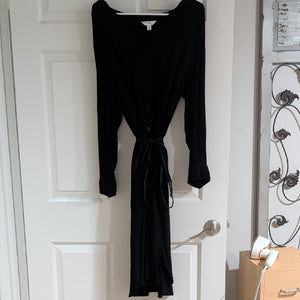 Terra & Sky Elegant Black Long Sleeve Button-Down Dress 0X/14W