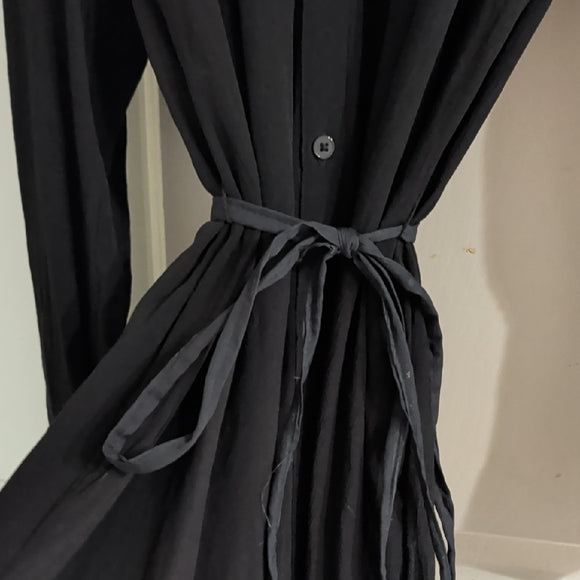 Terra & Sky Elegant Black Long Sleeve Button-Down Dress 0X/14W