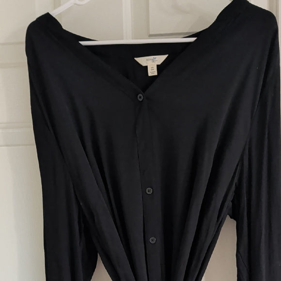 Terra & Sky Elegant Black Long Sleeve Button-Down Dress 0X/14W