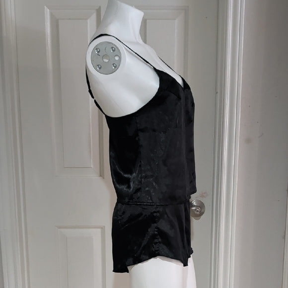 Elegant Black Satin Sleepwear Set Women's Small