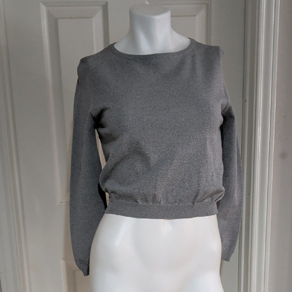 House of Chic Gray Cropped Long Sleeve Top Women's Small