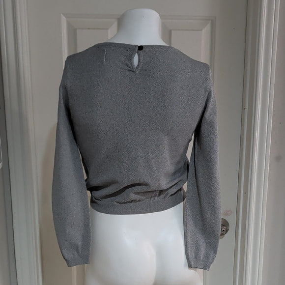 House of Chic Gray Cropped Long Sleeve Top Women's Small