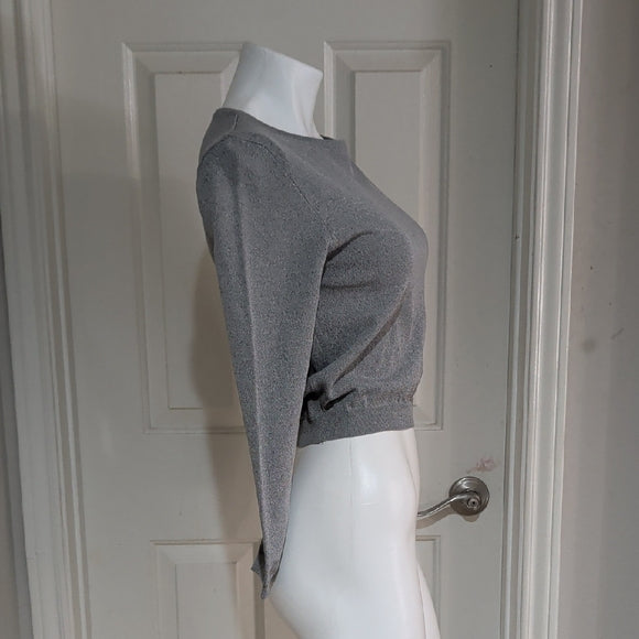 House of Chic Gray Cropped Long Sleeve Top Women's Small