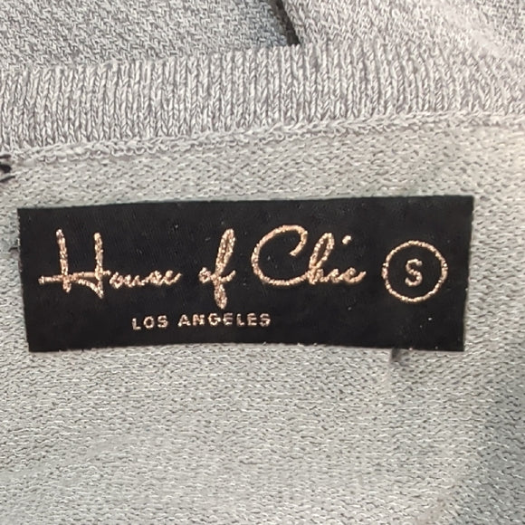 House of Chic Gray Cropped Long Sleeve Top Women's Small