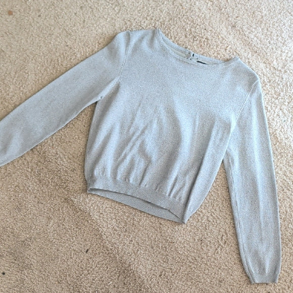House of Chic Gray Cropped Long Sleeve Top Women's Small