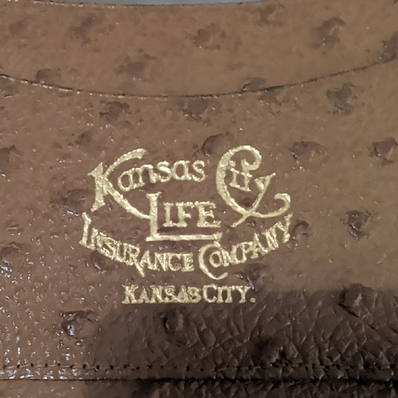 Vintage Textured Brown Rectangular Ostrich Skin Wallet