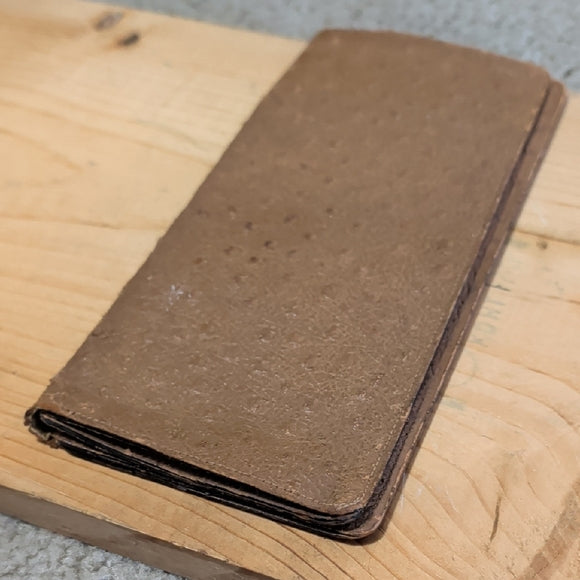 Vintage Textured Brown Rectangular Ostrich Skin Wallet