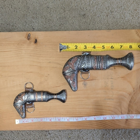 (2) Vintage Intricate Silver and Brown Decorative Daggers (Decorative)