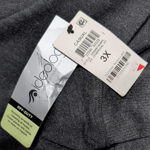 NWT Ideology Dark Gray Long Sleeve Top Women's Tunic 3X
