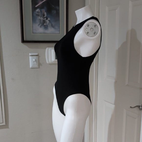 Zara Black Textured Fabric Bodysuit Women's Medium