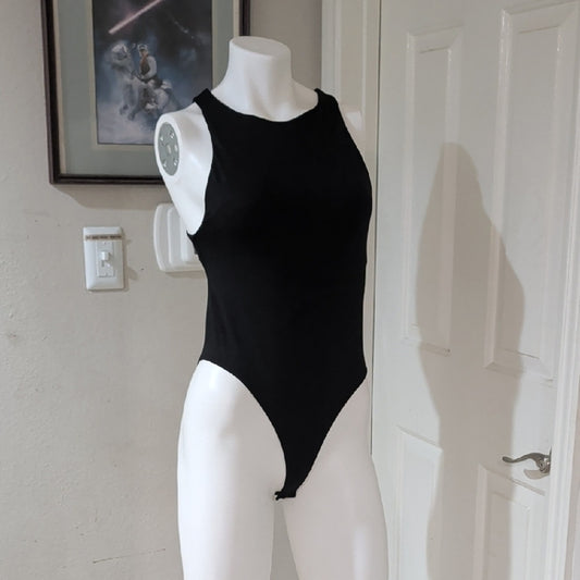 Zara Black Textured Fabric Bodysuit Women's Medium