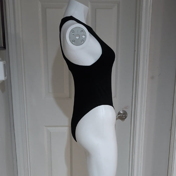 Zara Black Textured Fabric Bodysuit Women's Medium