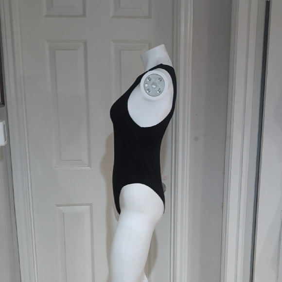 Zara Black Textured Fabric Bodysuit Women's Medium