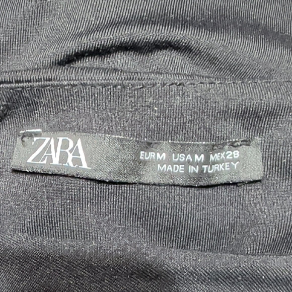 Zara Black Textured Fabric Bodysuit Women's Medium