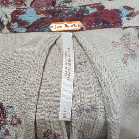 Free People Floral Cream Mini Dress Women's Large