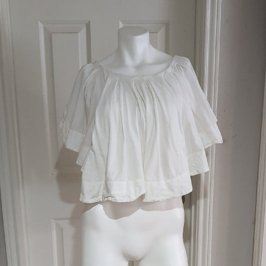 Maeve by Anthropologie White Flowy Cropped 100% Cotton Blouse Women's Large
