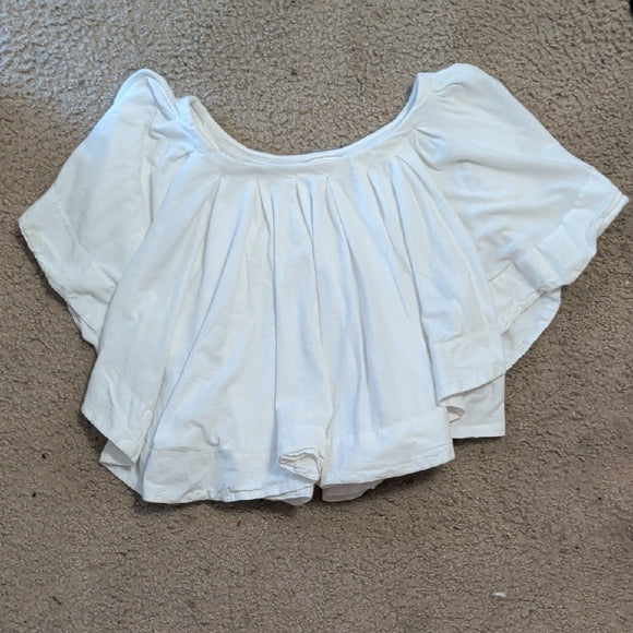 Maeve by Anthropologie White Flowy Cropped 100% Cotton Blouse Women's Large