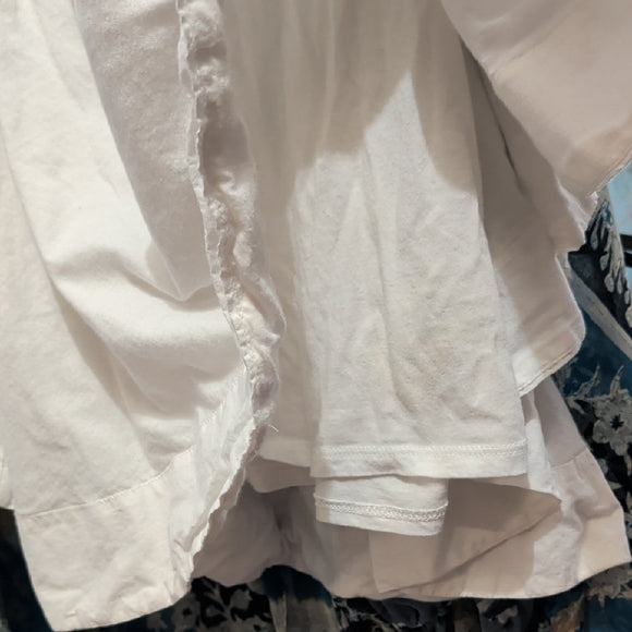 Maeve by Anthropologie White Flowy Cropped 100% Cotton Blouse Women's Large