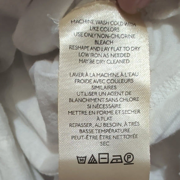 Maeve by Anthropologie White Flowy Cropped 100% Cotton Blouse Women's Large