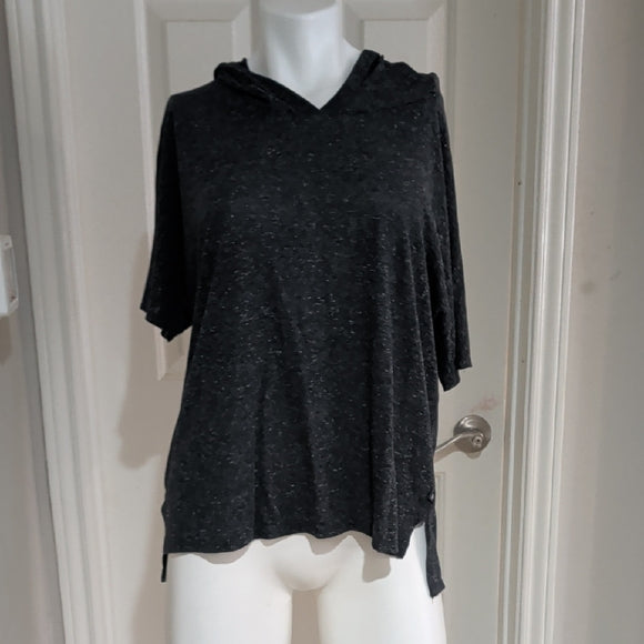 Victoria's Secret Dark Gray Hooded Top Short Sleeve Women's Large