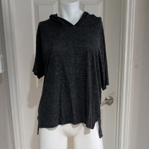 Victoria's Secret Dark Gray Hooded Top Short Sleeve Women's Large