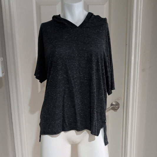 Victoria's Secret Dark Gray Hooded Top Short Sleeve Women's Large