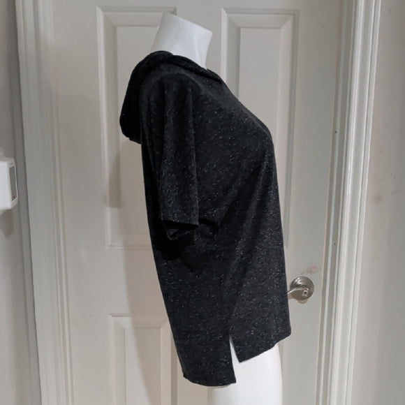 Victoria's Secret Dark Gray Hooded Top Short Sleeve Women's Large