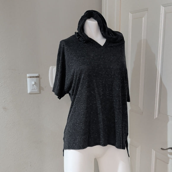 Victoria's Secret Dark Gray Hooded Top Short Sleeve Women's Large
