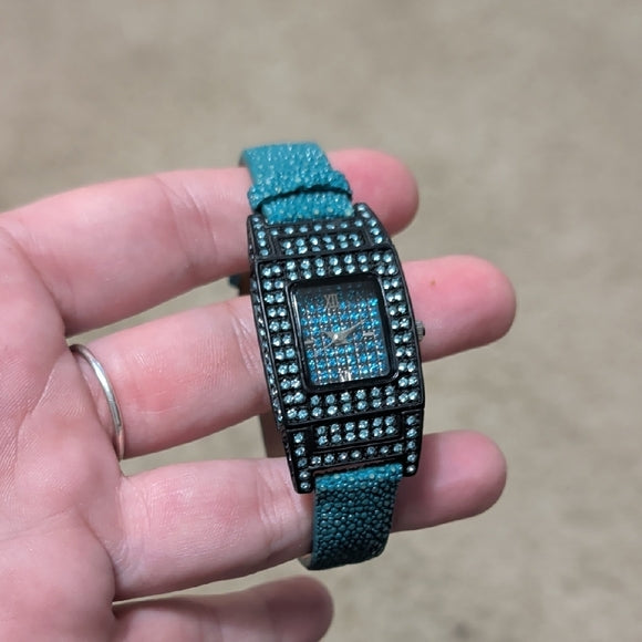 Adrienne Elegant Blue Genuine Leather Collectible Women's Watch