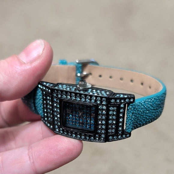 Adrienne Elegant Blue Genuine Leather Collectible Women's Watch