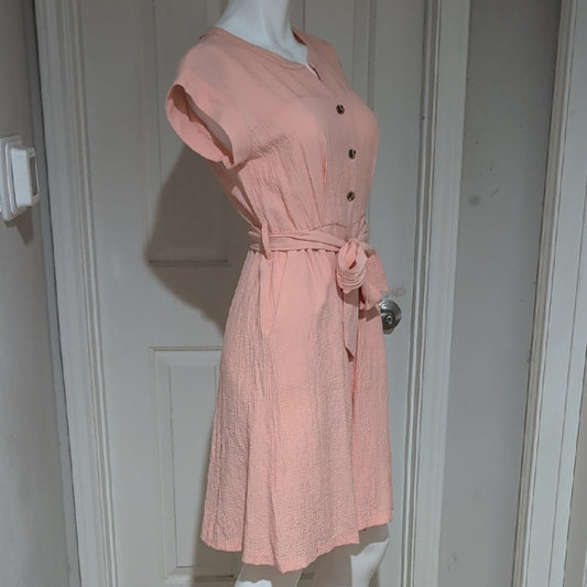 Calvin Klein Peach Button-Down Midi Dress Women's 2