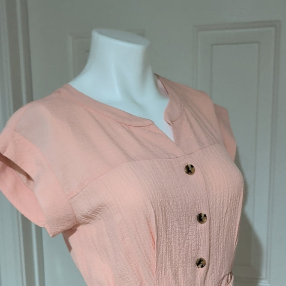 Calvin Klein Peach Button-Down Midi Dress Women's 2