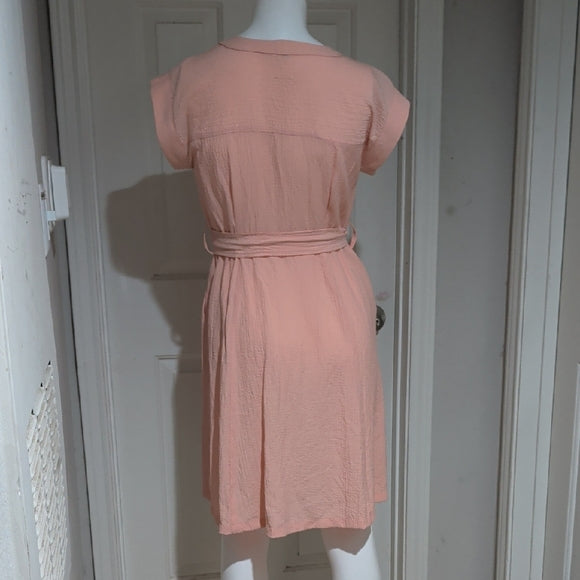 Calvin Klein Peach Button-Down Midi Dress Women's 2