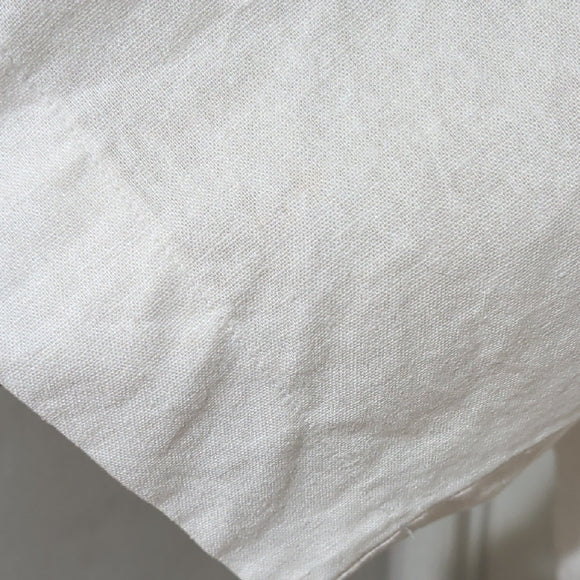 DKNY Cream Linen Cropped Short Sleeve Women's Top Medium