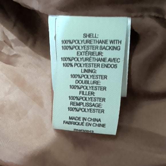 Maralyn & Me Juniors Faux-Leather Cognac Moto Zip Front Biker Jacket Medium