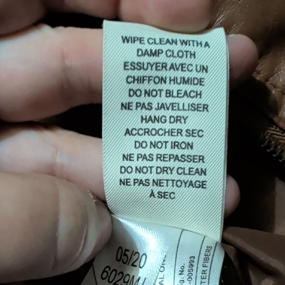 Maralyn & Me Juniors Faux-Leather Cognac Moto Zip Front Biker Jacket Medium