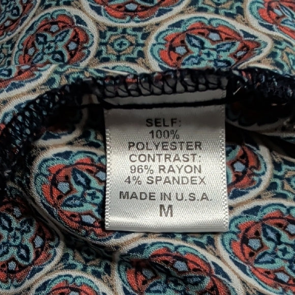 Bobeau Geometric Patterned Flowy Multicolored Blouse Women's Medium