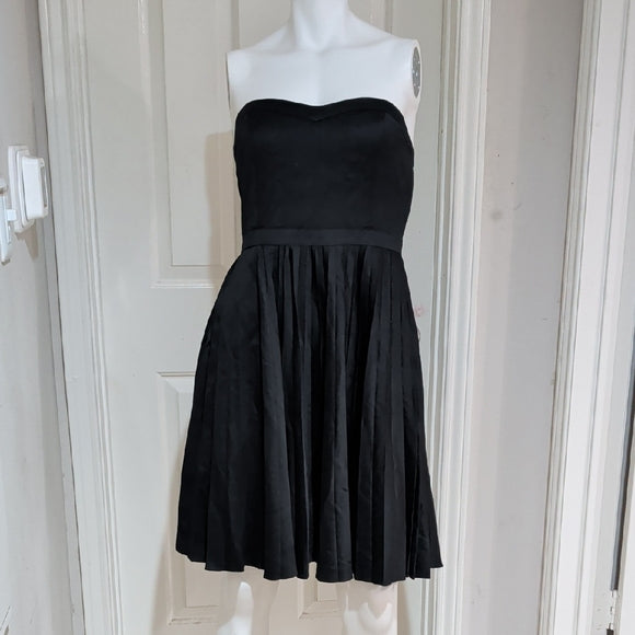 J. Crew Elegant Black Pleated Strapless Dress Women's Small