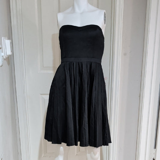 J. Crew Elegant Black Pleated Strapless Dress Women's Small