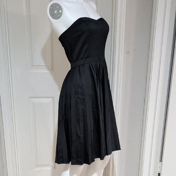J. Crew Elegant Black Pleated Strapless Dress Women's Small