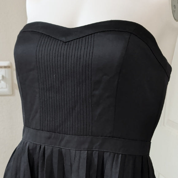 J. Crew Elegant Black Pleated Strapless Dress Women's Small