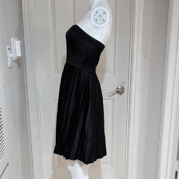 J. Crew Elegant Black Pleated Strapless Dress Women's Small