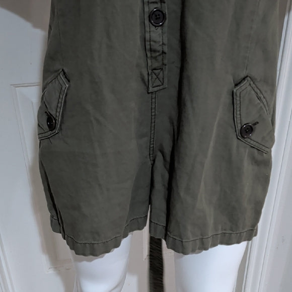 Women's Army Green Khaki Belted Utility Romper Size 10 Military