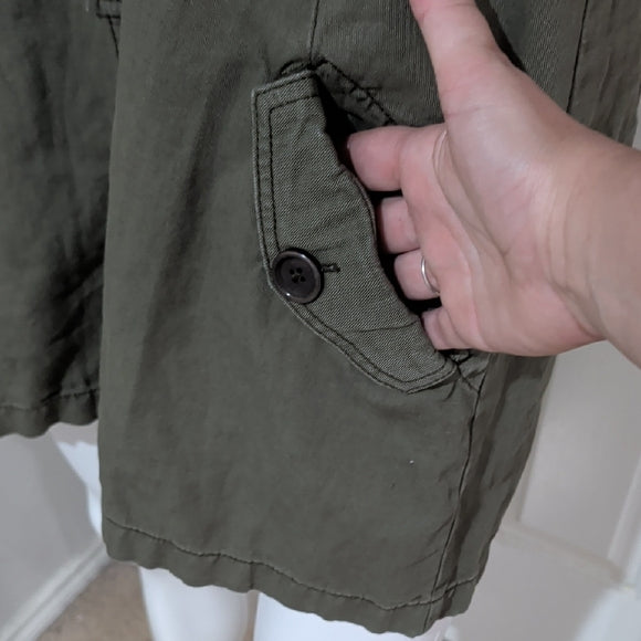 Women's Army Green Khaki Belted Utility Romper Size 10 Military